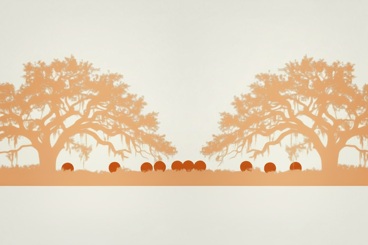 Orange Silhouettes with Fruit on Ground